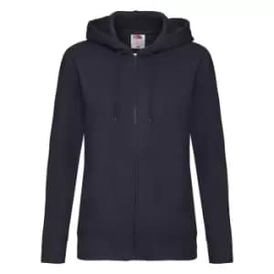 Fruit Of The Loom Ladies Lady-Fit Hooded Sweatshirt Jacket (M) (Deep Navy)