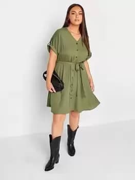 Yours Utility Shirt Dress Khaki, Green, Size 16, Women