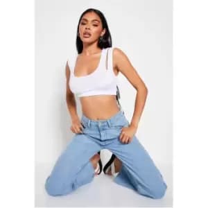 I Saw It First White Jersey Double Strap Scoop Neck Crop Top - White