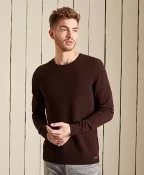Superdry Mens Lambswool Lightweight Crew Jumper Brown / Bark - Size: S