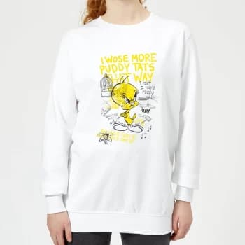 Looney Tunes Tweety Pie More Puddy Tats Womens Sweatshirt - White - XL