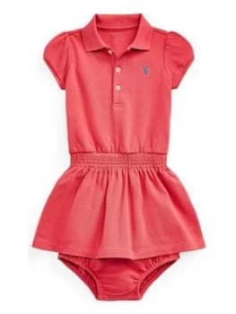 Ralph Lauren Baby Girls Classic Short Sleeve Polo Dress - Red
