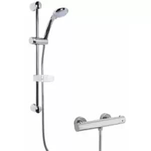 Minimalist Thermostatic Bar Shower Valve with Classic Multi Function Slider Rail Kit - Chrome - Nuie