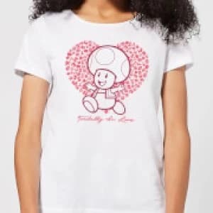 Super Mario Toadally In Love Womens T-Shirt - White - 3XL