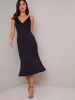 Chi Chi London Cecilie Dress - Navy, Size 10, Women