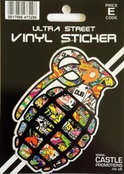 Outdoor Grade Vinyl Sticker - Stickerbomb Grenade- CASTLE PROMOTIONS- V588