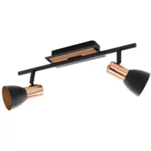 Netlighting Barnham 2 Light Twin Spotlight Matt Black, Copper, GU10