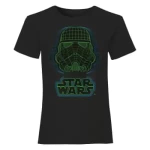 Star Wars Girls Wireframe Stormtrooper Helmet T-Shirt (10-11 Years) (Black)