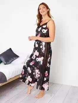 Long Tall Sally Satin Multi Floral Chemise, Red, Size 14-16, Women