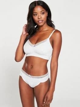 Pour Moi Twist Cotton Soft Non Wired Bra - Grey Marl, Size 30D, Women