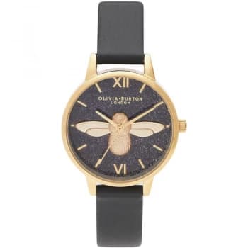 Ladies Olivia Burton 3D Bee Eco Black & Gold Watch
