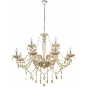 Loops - Pendant Light Colour Chrome Shade Cognac Coloured Glass Bulb E14 12x40W