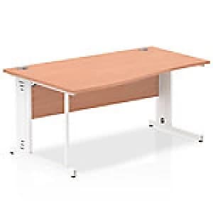 Impulse 1600 Left Hand White Cable Managed Leg Wave Desk Beech