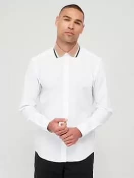 BOSS Liam 233 Regular Fit Longsleeve Shirt with Jersey Collar, White, Size 2XL, Men