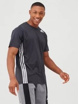 Adidas Training 3 Stripe+ T-Shirt - Black