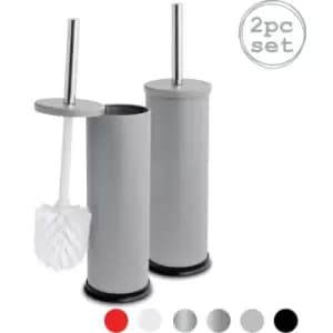 Harbour Housewares - Round Toilet Brushes - Matt Grey - Pack of 2