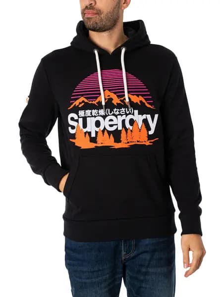 Superdry Great Outdoors Graphic Pullover Hoodie Nero Black Marl M