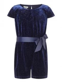 Monsoon Girls S.E.W. Velvet Glitter Playsuit - Navy