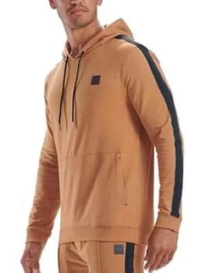 Ted Baker French Terry Crossover Pieced Hoodie, Brown, Size L, Men