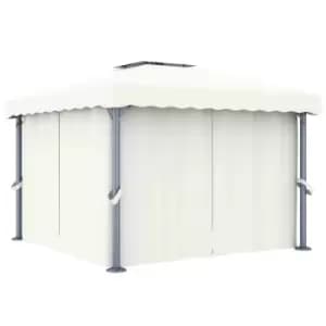Vidaxl Gazebo With Curtain 3X3 M Cream White Aluminium
