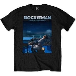 Elton John - Rocketman Starry Night Unisex Large T-Shirt - Black