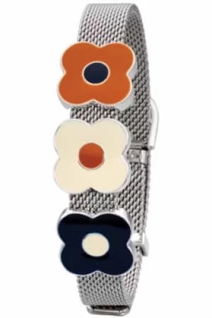 Ladies Orla Kiely Silver Plated Abacus Flower Mesh Bracelet B4989