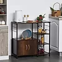 Homcom Industrial Storage Cupboard Rack Black, Brown