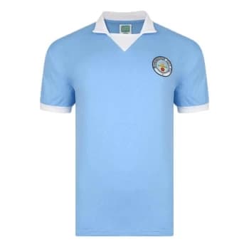 Score Draw Manchester City 1976 Retro Football Jersey Mens - Blue