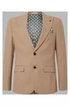 Mens Slim Fit Neutral Tweed Suit Jacket