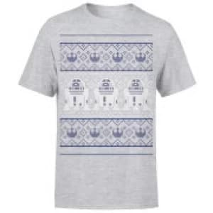 Star Wars Christmas R2D2 Knit Grey T-Shirt - L