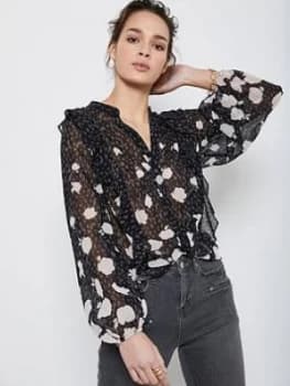 Mint Velvet Pandora Print Ruffle Blouse