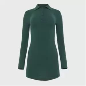 Missguided Petite Button Front Mini Dress - Green
