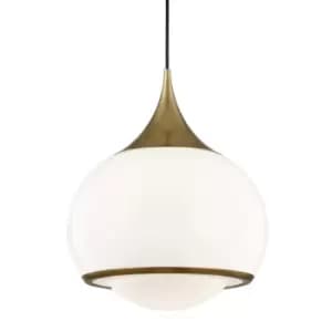 Reese 1 Light Large Pendant Brass, Glass