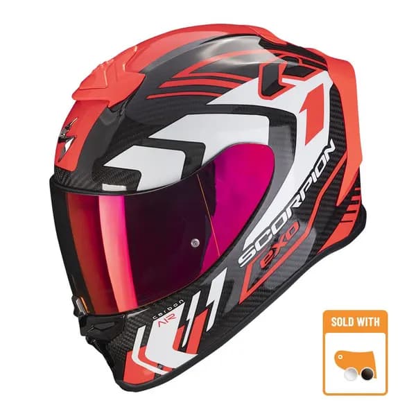 Scorpion Exo-R1 Evo Carbon Air Supra Black-Red Full Face Helmet Size M