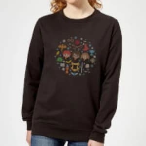 Harry Potter Characters Womens Christmas Sweatshirt - Black