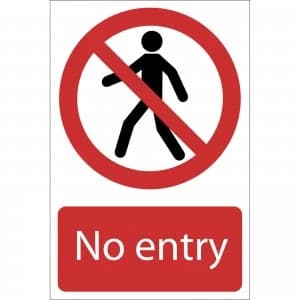 Draper No Entry Sign 200mm 300mm Standard