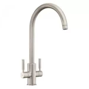 Rangemaster Brushed Nickel Twin Lever Kitchen Tap - Intense