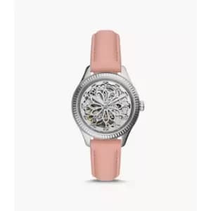 Fossil Womens Rye Automatic Leather Watch - Pink
