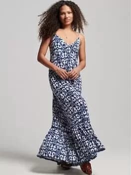 Superdry Vintage Long Cami Beach Dress - Blue Size 10, Women