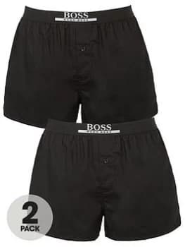 Hugo Boss 2 Pack Woven Boxer Shorts Black Size M Men