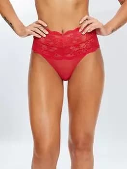 Ann Summers Knickers Sexy Lace Planet High Waisted Brazilian, Bright Red, Size 10, Women