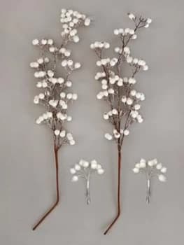 Gisela Graham White Glitter Berry Tree Pick Bundle