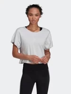 adidas Studio Backless Tee, Grey Size XL Women