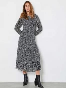 Mint Velvet Poppy Print Crinkle Midi Dress - Blue