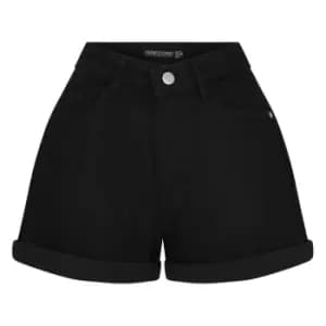 I Saw It First Mom Denim Shorts - Black