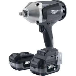 Draper XP20 20V HD Cordless 1/2 Drive Brushless Impact Wrench 2 x 4ah Li-ion Charger Case