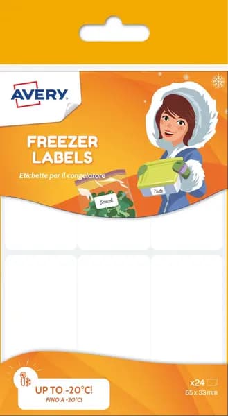 Avery Avery UK Freezer Label with special low temperature adhesive up to -20 degrees C 63.5 x 33mm White (Pack 24 Labels) - CONG24.UK CONG24.UK
