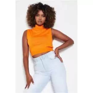 I Saw It First Orange Turtleneck Knitted Cropped Vest - Orange