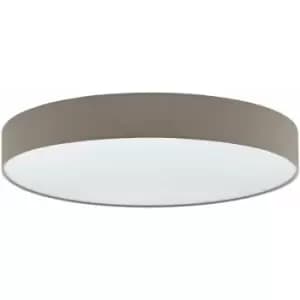 Flush Ceiling Light Colour White Shade Taupe White Fabric Plastic Bulb LED 60W