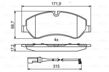 Bosch 0986494844 Brake Pad Set BP2018 Disc Brake Front Axle